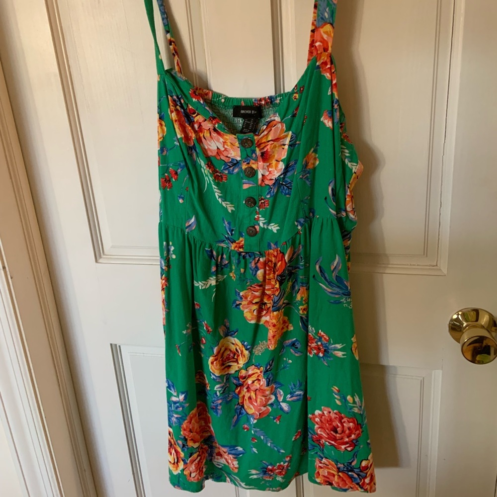 Floral pattern green dress